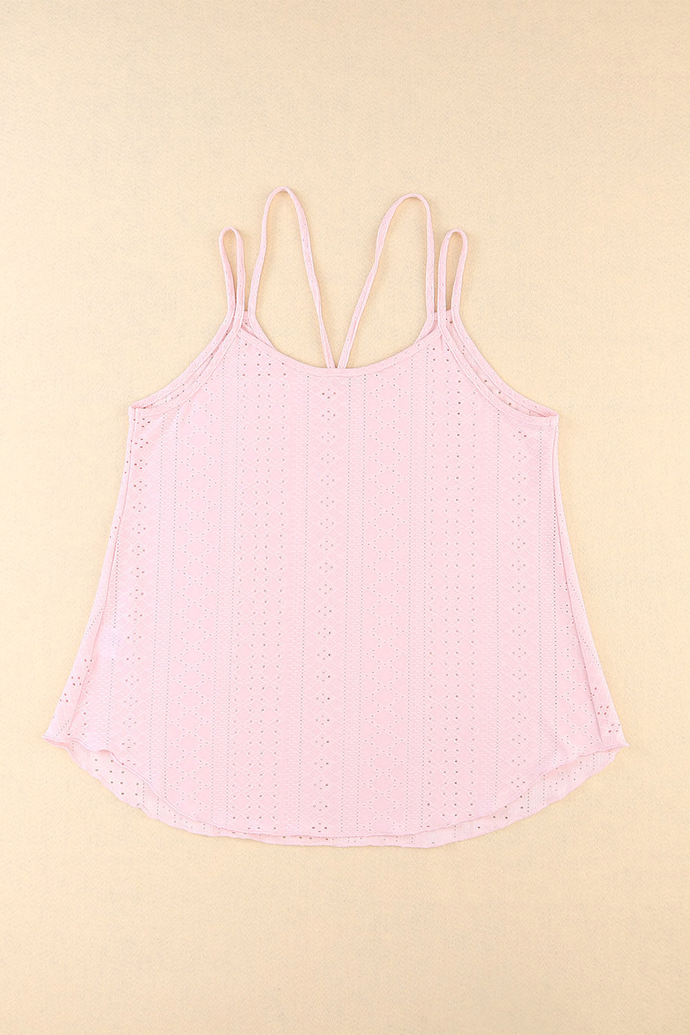 Pink Eyelet Strappy Scoop Neck Tank Top