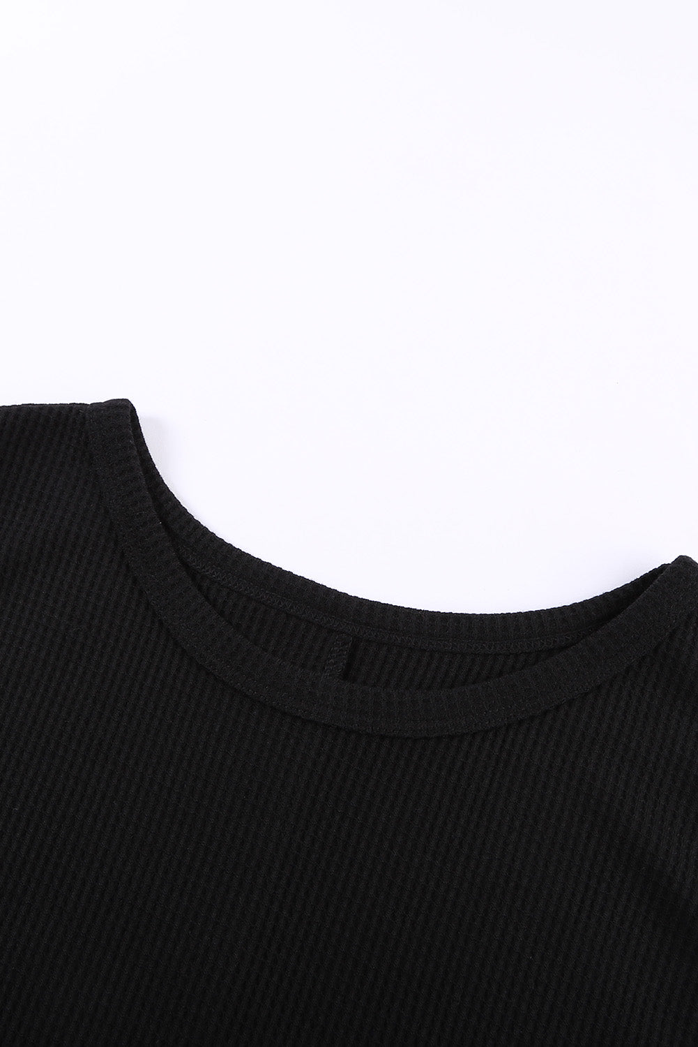 Black Crew Neck Basic Waffle Tank Top