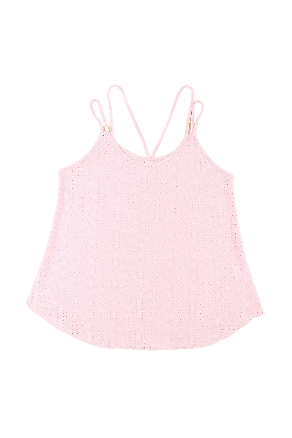 Pink Eyelet Strappy Scoop Neck Tank Top