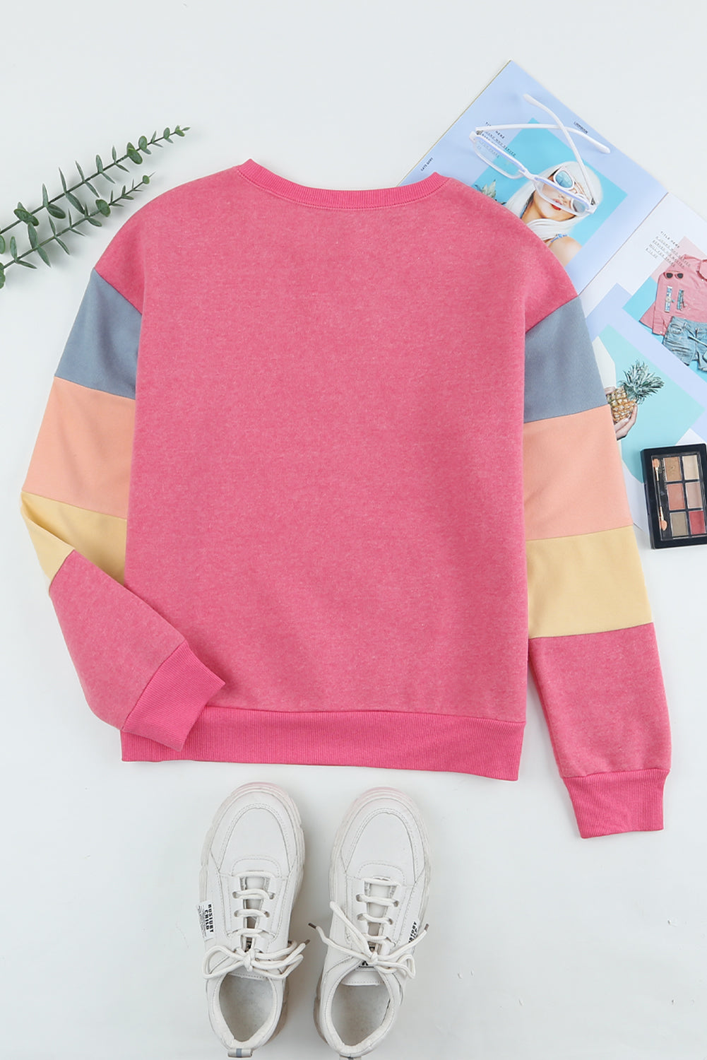 Grey Casual Color Block Drop Sleeve Sweatshirt