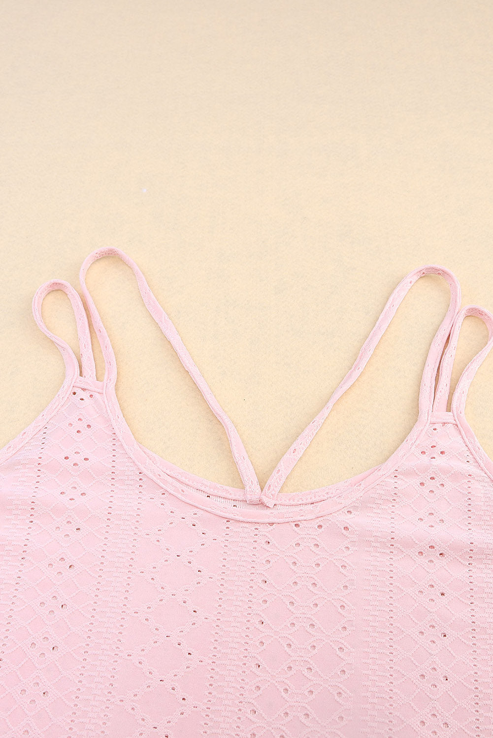 Pink Eyelet Strappy Scoop Neck Tank Top