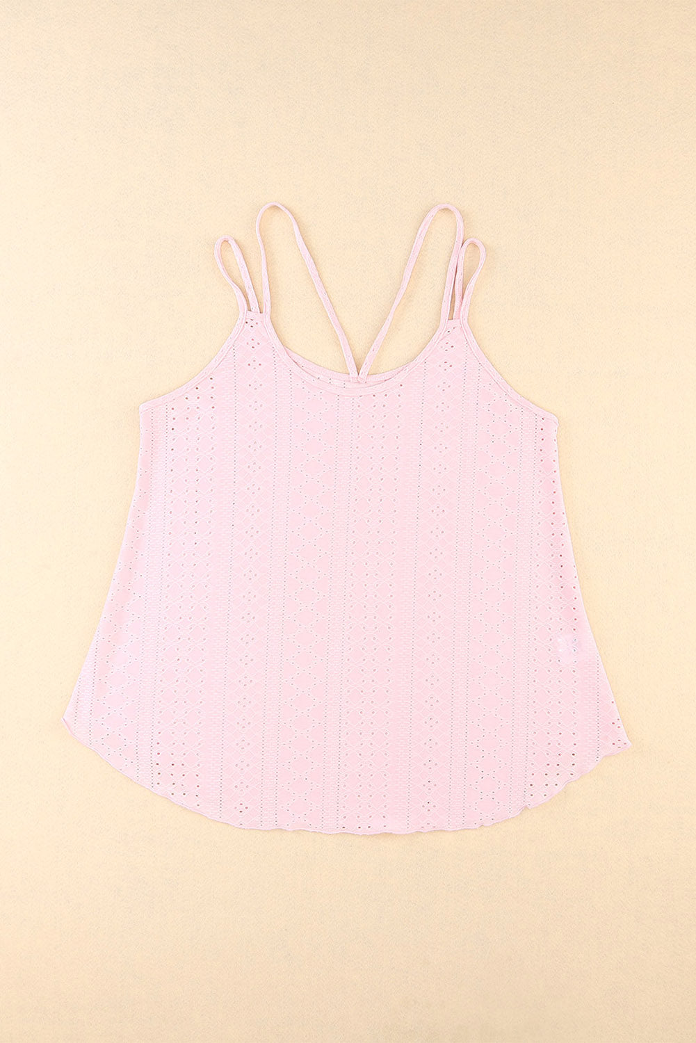 Pink Eyelet Strappy Scoop Neck Tank Top