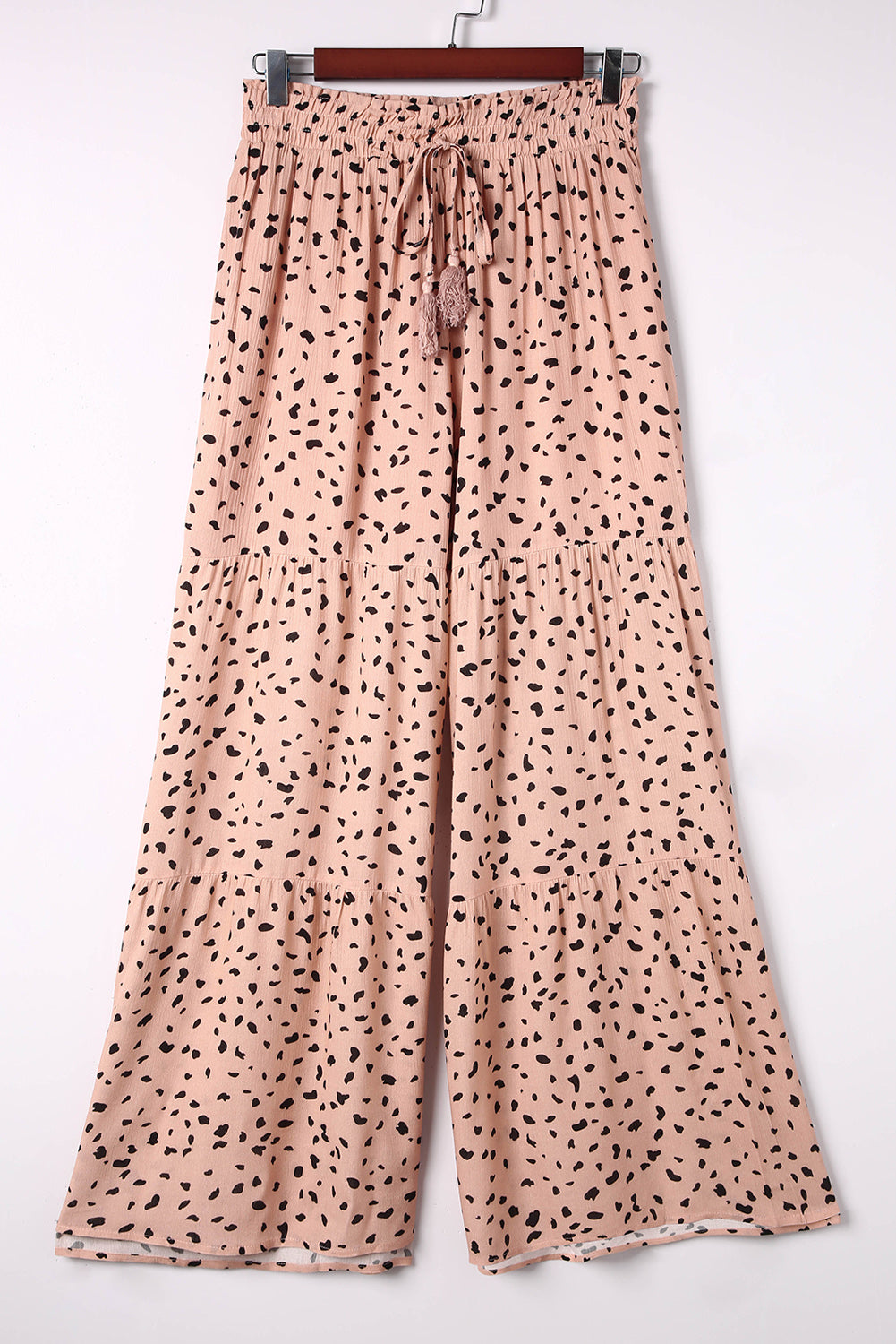 Brown Ruffle Wide Leg Animal Palazzo Pants