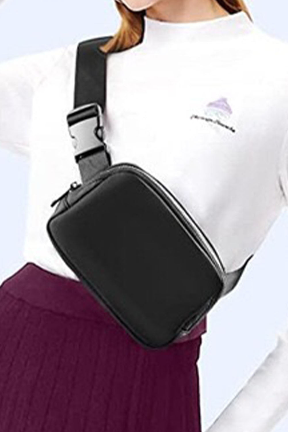 White Waterproof Zipped Fanny Pack Crossbody Sling Bag