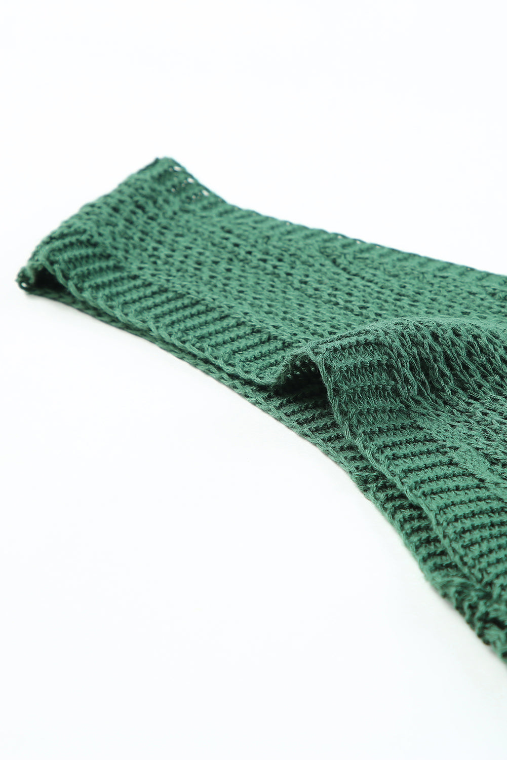 Green Hollowed Knit V Neck Tank Top