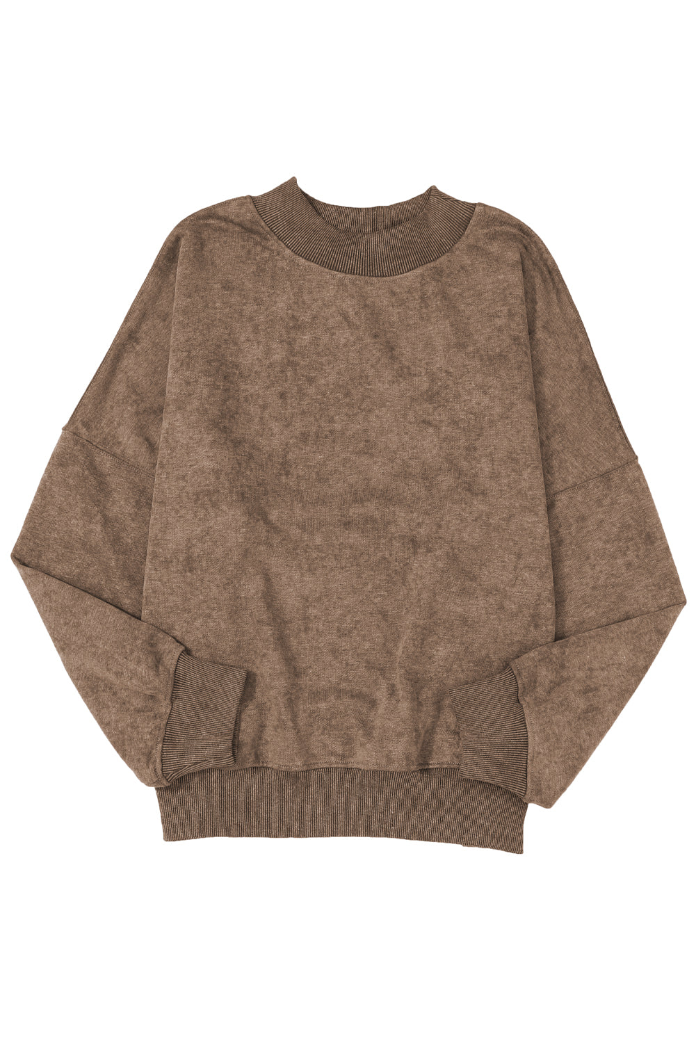 Brown Plain Drop Shoulder Crew Neck Pullover Sweatshirt