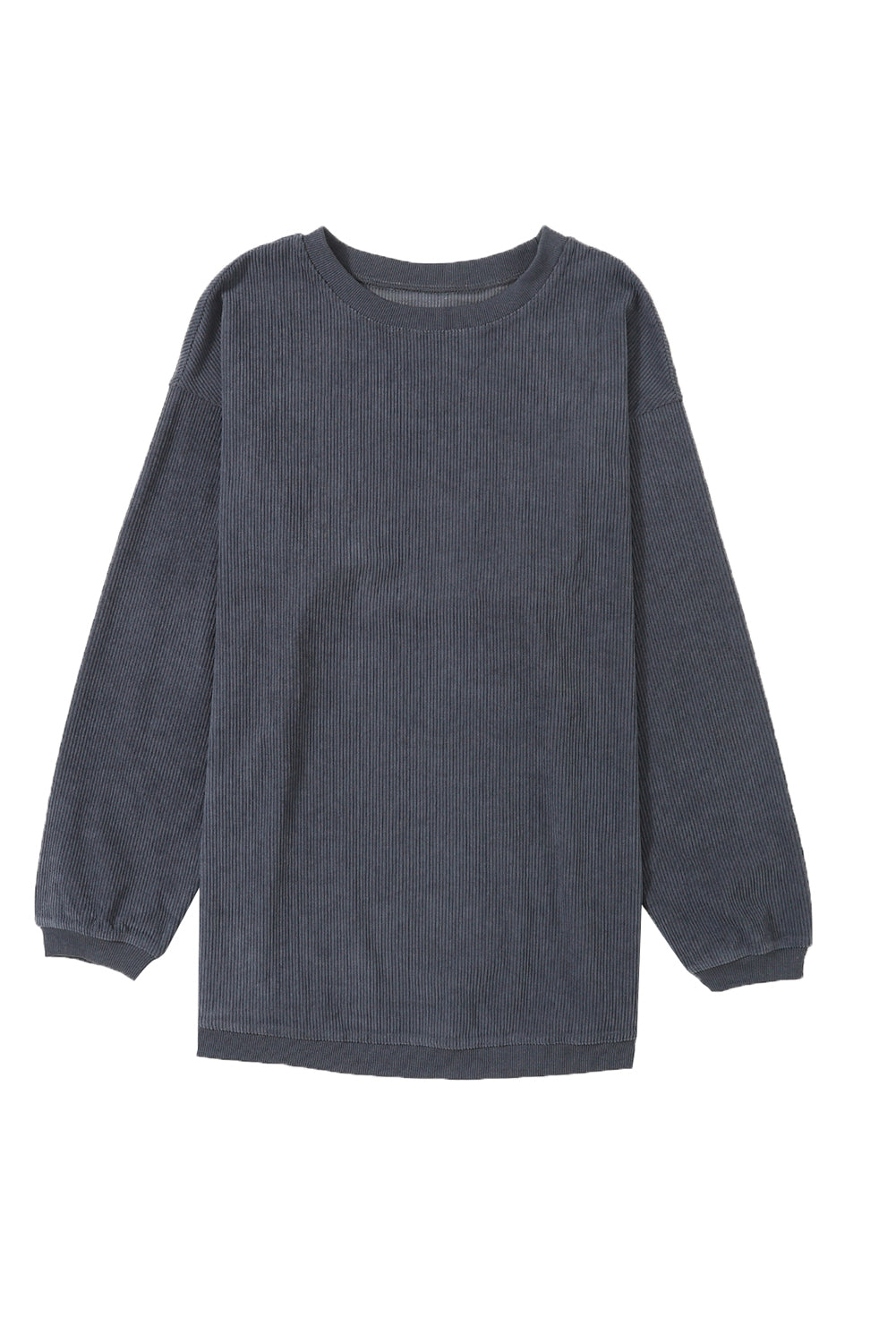 Light Grey Drop Shoulder Ribbed Oversized Sweatshirt