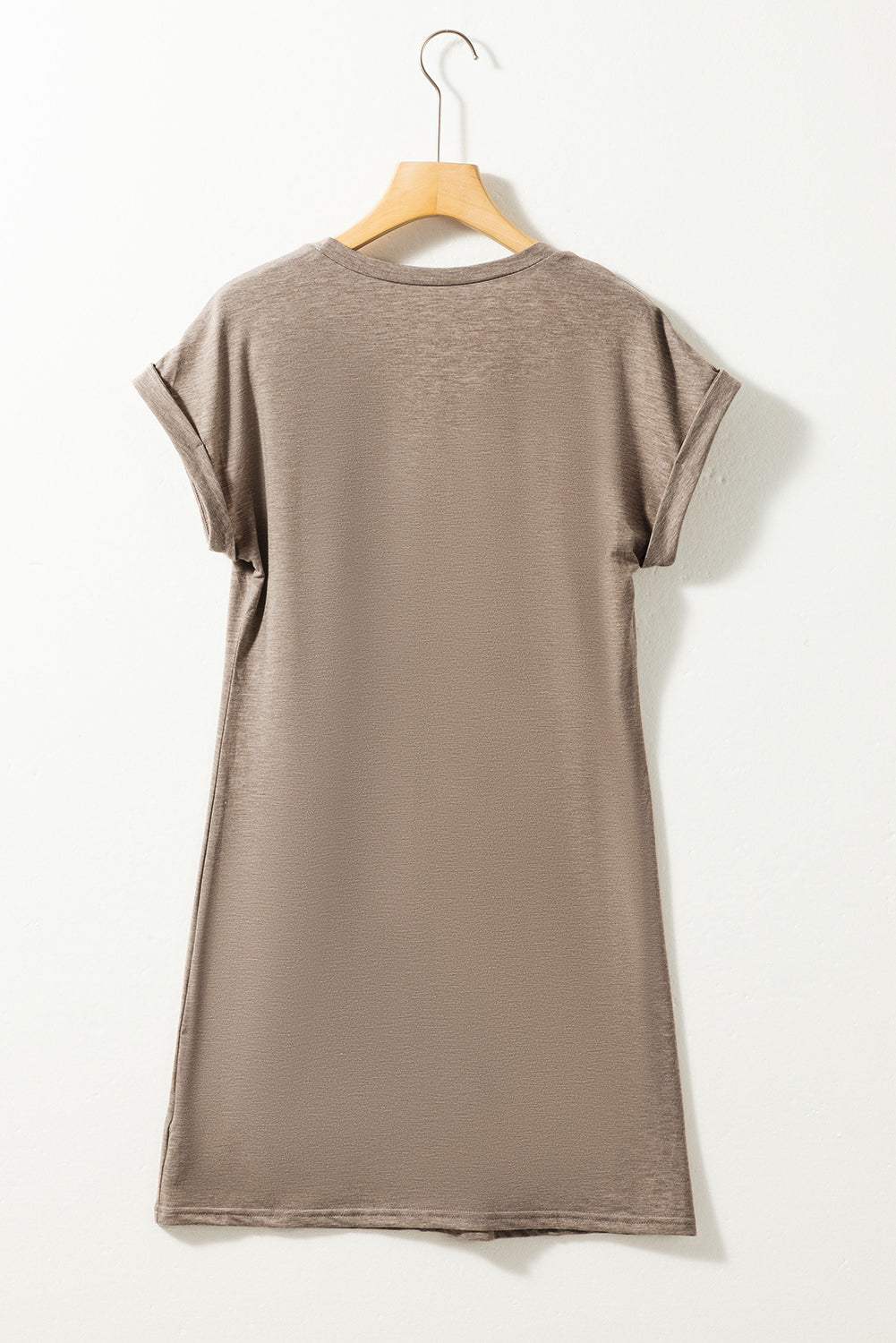 Rose Pink Center Seamed Roll Sleeve T-shirt Dress