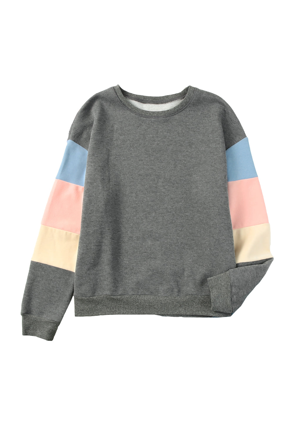 Grey Casual Color Block Drop Sleeve Sweatshirt