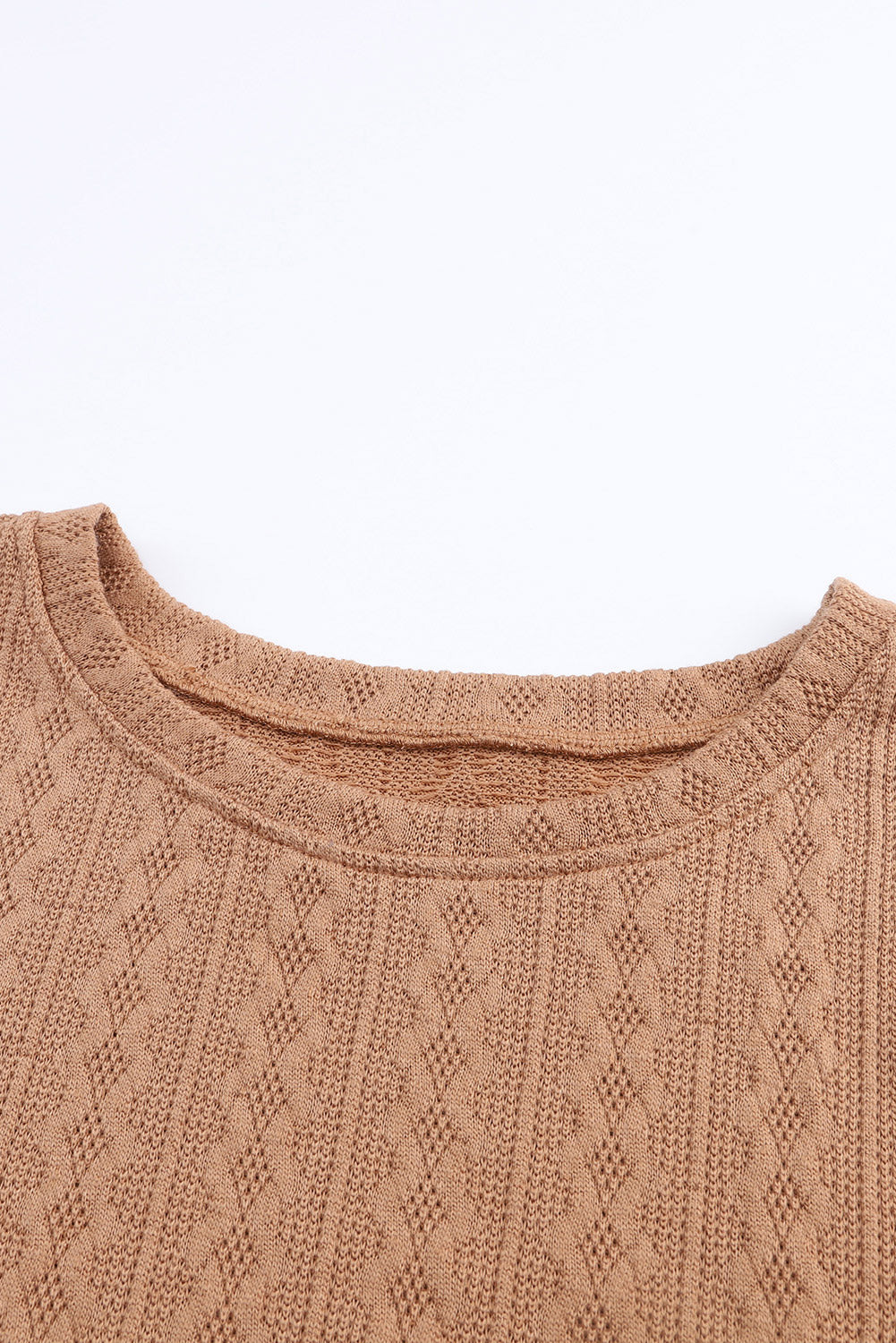 Khaki Casual Subtle Cable Knit Plus Size Sweater