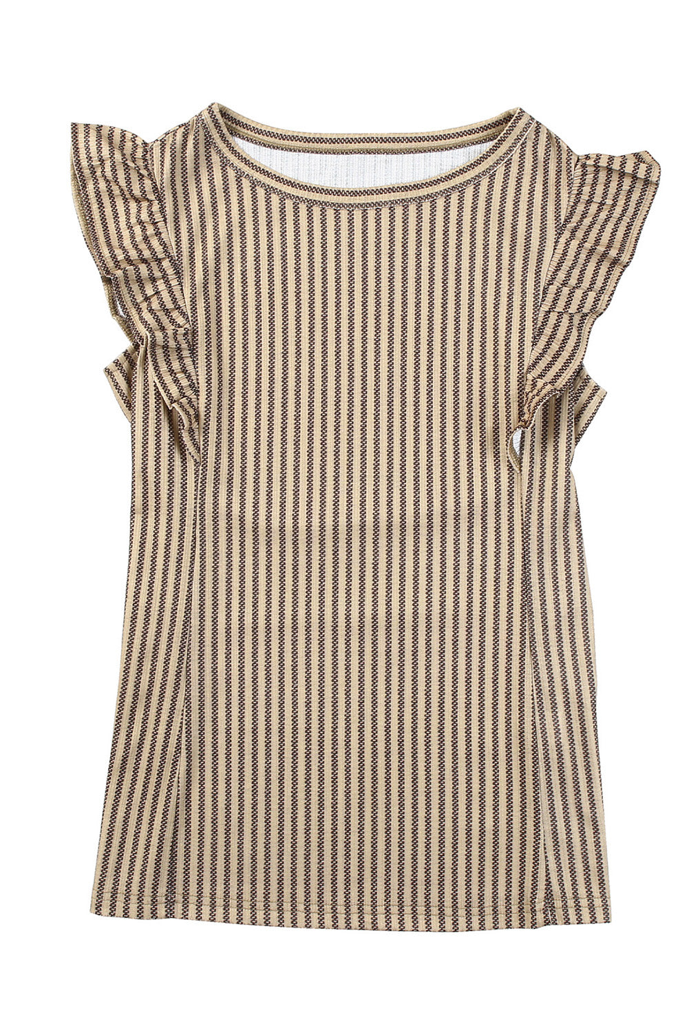 Grey Casual Striped Print Ruffle Summer Top