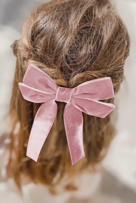 Pink Solid Color Velvet Bowknot Frenchy Hair Clip