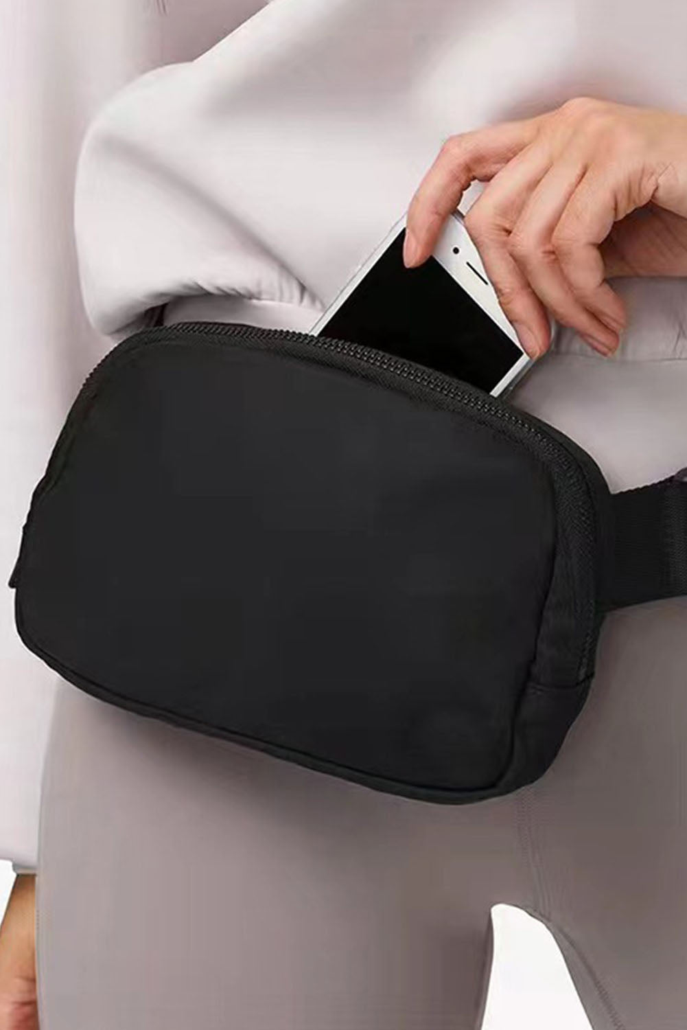 White Waterproof Zipped Fanny Pack Crossbody Sling Bag