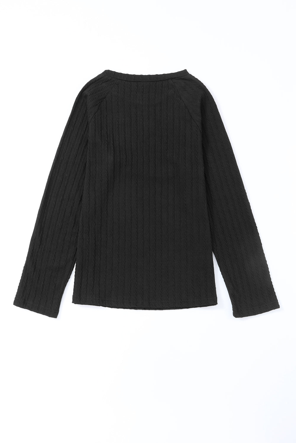 Black Ribbed Round Neck Knit Long Sleeve Top