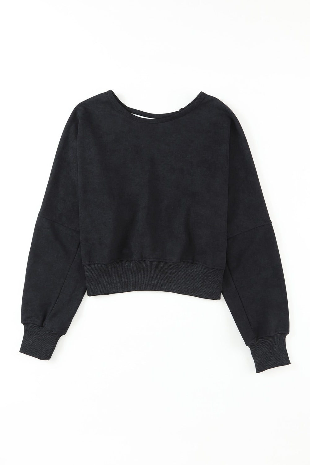 Black Casual One Strap V-shape Open Back Sweatshirt