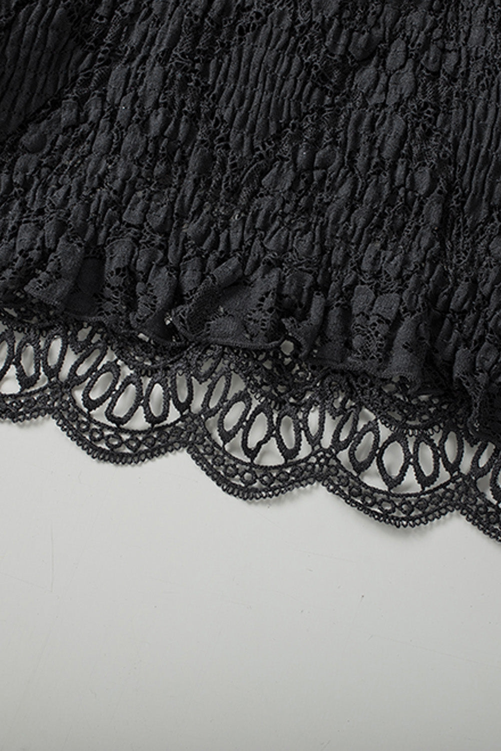 Black Basic Lace Crochet Smocked Cropped Camisole