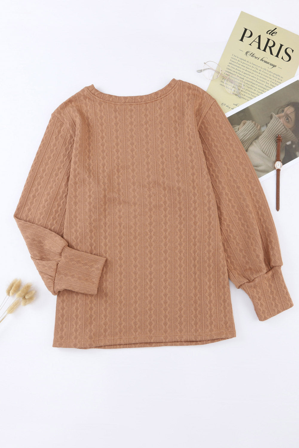 Khaki Casual Subtle Cable Knit Plus Size Sweater